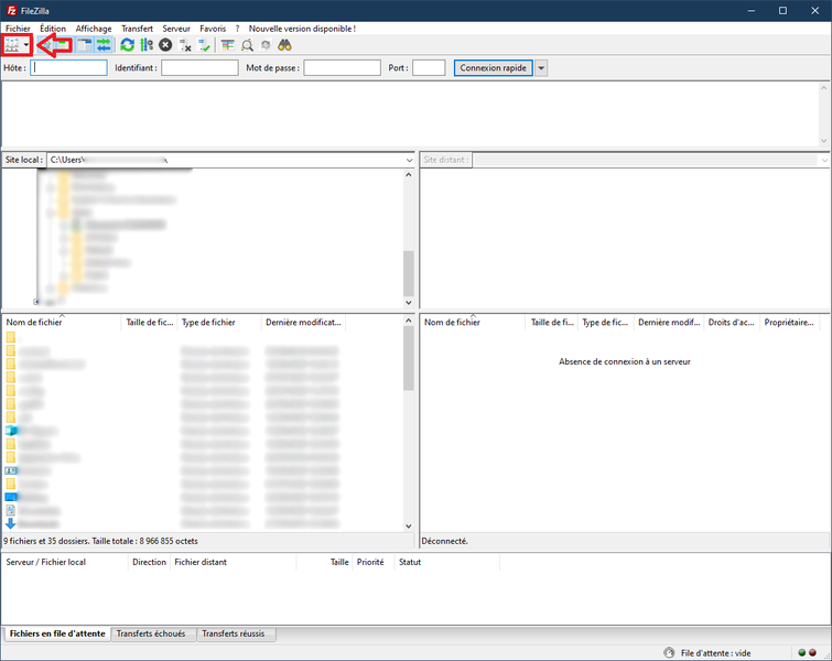 Accueil FileZilla Raspberry Pi